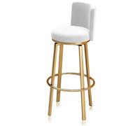 MARIYCH Tabourets de bar pivotants Ensemble de 1/2/3/4, tabourets de hauteur de comptoir avec dossier, chaise d'îlot de cuisine en velours, chaise de bar pivotante à 360°(White 1 PCS,65cm(25.6"))