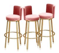 MARIYCH Tabourets de bar pivotants Ensemble de 1/2/3/4, tabourets de hauteur de comptoir avec dossier, chaise d'îlot de cuisine en velours, chaise de bar pivotante à 360°(Pink 3PCS,75cm(29.5"))