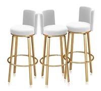 MARIYCH Tabourets de bar pivotants Ensemble de 1/2/3/4, tabourets de hauteur de comptoir avec dossier, chaise d'îlot de cuisine en velours, chaise de bar pivotante à 360°(White 3PCS,65cm(25.6"))