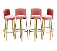 MARIYCH Tabourets de bar pivotants Ensemble de 1/2/3/4, tabourets de hauteur de comptoir avec dossier, chaise d'îlot de cuisine en velours, chaise de bar pivotante à 360°(Pink 4 PCS,75cm(29.5"))