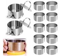 Marjoramy 12 Pezzi Coppapasta Tondi in Acciaio Inox con 2 Coperchi e 2 Vassoi, Anelli per Torte e Mousse, Coppa Pasta di Acciaio per Pasticceria, Stampo Crostata e Dessert Fai da Te