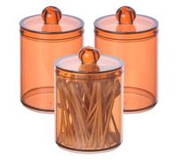 Marjoramy Scatola Cotone Con Coperchio,3 Pezzi Porta Cotton Fioc,Tampone Contenitore Cotton Trasparente,Rotonda Porta Dischetti Struccanti,Per Cosmetici Cotton Fioc E Dischetti Cotone