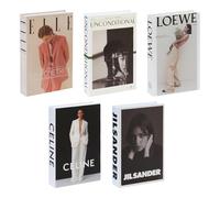 Marjoramy Set di 5 libri finti decorativi, alla moda, con copertina rigida, per la decorazione della casa, libri finti pieghevoli per tavolino, libreria, ufficio, set di libri decorativi moderni
