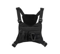 Marjoramy Tasca Tattica sul Petto da Uomo e da Donna, Nero | Oxford 600D Imperm: Protegge Tel/chiavi, 4+1 Tasche con Uscita Cuffie e Strisce Riflett, Regolaz Rapida: Corsa, Bici, Escurs