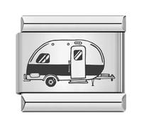 MARJS Caravan Holiday Camper Argento Italiano 9mm Link Acciaio Inossidabile Compatibile Con Bracciale Modulare