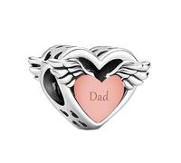 MARJS Ciondolo commemorativo a forma di ali d'angelo, in argento Sterling 925, compatibile con braccialetti Pandora
