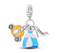 MARJS Ciondolo in argento Sterling 925 a forma di scarpa, zucca, carrozza, Cenerentola, compatibile con braccialetti Pandora