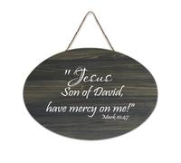 Mark 10:47 Arte da parete, Gesù, Figlio di David, Have Mercy on Me Cartello in legno 15,2 x 25,4 cm Bibbia Arte da parete Rustico Casale Appeso Targhe in legno per porta d'ingresso Soggiorno Cucina