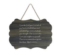 Mark 12:30 31 Love The Lord Your God with All Your Heart And with All Your Rustic Wood Welcome Sign for Front Portch Door Wall Decoration Farmhouse Cartello in legno per Coffee Club Home 15,2 x 25,4