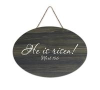 Mark 16: 6 Wall Art, cartello in legno con scritta in lingua inglese "He Is Risen", 15,2 x 25,4 cm, versi della Bibbia, con frase in lingua inglese "He Is Risen", decorazione natalizia da appendere