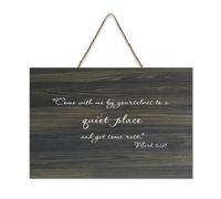 Mark 6:31 Come with me by Yourselves to a Quiet Place And Get Some Rest Scripture Cartello in legno con scritta in inglese "Come with Me by Yourselfs" per ufficio, porta, parete, decorazione per la