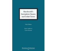 Mark Anderson Victor Macdonald's Exemption Clauses and Unfai (Copertina rigida)