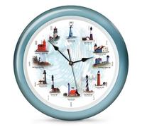 Mark Feldstein & Associates Lighthouse Collection Orologio da parete con suoni nautici e oceanici, 33 cm, blu, 12 suoni all'ora