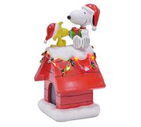 Mark Feldstein & Associates Peanuts Snoopy's - Casa per cani da tavolo in resina con luci di Natale a LED, 19 cm, rosso