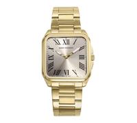 Mark Maddox HM0153-22 - Orologio da uomo analogico a tre aghi, cassa e bracciale in acciaio IP oro, quadrante dorato con numeri romani, vetro minerale, impermeabile