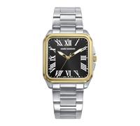 Mark Maddox HM0153-52 - Orologio da uomo analogico a tre aghi, cassa bitono acciaio e IP oro, quadrante nero con numeri romani, bracciale in acciaio