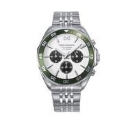 Mark Maddox Orologio Uomo Mission HM1024-07 - Cronografo in Acciaio con Quadrante Bianco e Verde, argento
