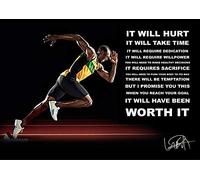 Mark Mountford - Poster multicolore, motivo: Usain Bolt Sprinter olimpico con autografo, motivo "Ich wird WEH Tun", sport, corsa, giochi olimpici, formato A4, 210 x 297 mm