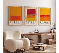 Mark Rothko Rosso Arancio Giallo Colore Tela Poster Arredamento Camera da Letto Opere d'Arte Astratte Wall Art Picture Office Decor Modern Canvas Painting 65x45cmx3pcs cornice interna