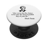 Mark Twain Camicia Mark Twain Most Beautiful Day Quote PopSockets PopGrip Adesivo