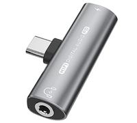 MARKELL Adattatore per auricolari 2 in 1 USB Type-C a USB C/3,5 Mm Convertitore Audio per cuffie decodificatore digitale 32 bit/384 KHz PD27W Grigio