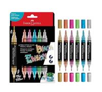 FABER-CASTELL 285517 - Pennarello acrilico Shake&Paint Black Edition, 6 penne acriliche, Pennarello con 2 punte tonde (3 mm e 1 mm)