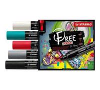 Stabilo FREE Acrylic - Marker Acrilico - T800C Punta a scalpello 4-10mm - Bold Edition - Astuccio da 5 - Colori assortiti