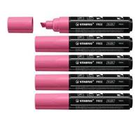 Stabilo FREE Acrylic - Marker Acrilico - T800C Punta a scalpello 4-10mm - Confezione da 5 - Rosa