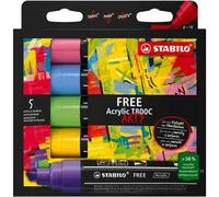STABILO Marker acrilico FREE Acrylic T800C Punta a scalpello 4-10 mm Seaside Edition Astuccio 5 pz