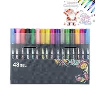 Marker Pen for Highlight, Outline Markers, Double Line Outline Pens, Double Line Quick Dry Outline Markers, Scrapbook Supplies For Drawing and Scribbling (48 color)