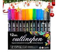 Marker Pens - Highlighter Pens | Coloring Graffiti Pens | Double-Lines Doodle Outline Markers, Doodle Pens, Shimmer Drawing Highlighter Pens, Pens For Crafts, Scrapbooks, Photo Albums, Journaling