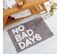 Market & Place No Bad Days - Tappeto da bagno simpatico, divertente decorazione per il bagno per vasca e doccia, tappeto da bagno assorbente in cotone trapuntato, 50,8 x 76,2 cm, grigio e bianco