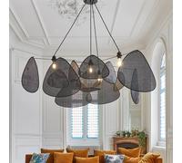 MARKET SET Lampada a sospensione Screen XXL, 90 cm, nera, rattan MARKET SET