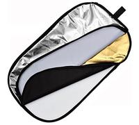 Market&YCY 90x120cm / 36"x48" 5 in 1 Riflettore per luce multi pieghevole rotondo per studio o fotografia all'aperto - Traslucido, Argento, Oro, Bianco e Nero
