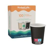 marketcaffe 100 Bicchierini da Caffè in Cartoncino 75ml [Nero a strisce] - Ideali per Caffè Espresso e Bevande Calde, Perfetti per Uso Domestico e Ufficio - Design Elegante e Resistente, Riciclabili
