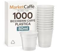 marketcaffe 1000 Bicchieri in Plastica da Caffè 80 ml - Set di 1000, Trasparente, Monouso, Resistenti e Pratici, Ideali per Uffici, Feste e Uso Quotidiano