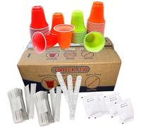 marketcaffe 4 KIT DA 150 ACCESSORI CAFFÈ con 600 BUSTINE DI ZUCCHERO + 600 BICCHIERINI + 600 PALETTINE PLASTICA -