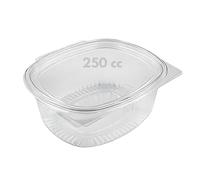 marketcaffe 60 Vaschette 250cc per Alimenti Usa e Getta con Coperchio Ovali Trasparenti in Pet Misura Contenitori con Coperchio Unito Trasparente Chiusura ermetica MADE IN ITALY (250cc)