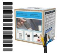 MarketConnect® Guaina Cavi Espandibile Ø 12mm, L 10mt x4 (40mt totali) • Raccogli e Nascondi Cavi • Ideale per Scrivania e TV • NERO • KIT RICARICA 4 PEZZI MINIBOX