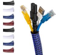 MarketConnect® Guaina Cavi SELF-CLOSING Ø 9mm, L 4mt • Raccogli e Nascondi Cavi • Ideale per Scrivania e TV • NERO-BLU