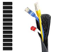 MarketConnect® Guaina Intrecciata con Chiusura Velcro Ø 13 mm, L 4mt • Ordine e Protezione dei Cavi • Perfetta per Scrivania e TV • Nero