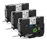 MarkField 3x HS HSe-241 Nastro Adesivo Termorestringente Compatibile con Brother P-touch PT-E300 E500 E550W E800W H500, 17.7mm x 1.5m, Nero su Bianco, HSe241 Heat Shrink Tube Etichette