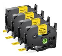 MarkField 4x Compatibile Nastro per etichette Ricambio per Brother P-touch TZ TZe-631 Cassetta 12mm, Compatibile con PT-H110 H107 H100LB H200 p300BT CUBE 1000 D200 E110 D400, nero su giallo