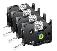 MarkField 4x TZe131 12mm Clear Nastro per Etichette Compatibile per Brother P-touch TZ TZe-131 Nero su Trasparente 12mm x 8m, per Ptouch PT-H110 H107 H100LB H200 p300BT CUBE H101C E100 D200