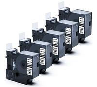 MarkField 5x Nastro per Etichette Nylon Flexible 19mm, Compatibile con Dymo Rhino 18489, Nastro Industriale Flessibile, compatibile per Dymo Rhino 4200 5000 5200 6000, Nero su Bianco