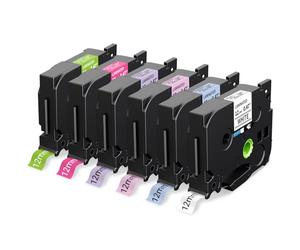MarkField 6x Nastro per Etichette Compatibile con Brother P-Touch TZ TZe-231, 12mm x 8m Laminato Pastello cassetta a nastro per PT-H105 H107B H101C H110 H100LB 1000 1080 D200 E110