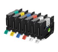 MarkField 6x Nastro per Etichette Compatibile con Brother P-touch TZe TZ Tapes 12mm x 8m 0.47 Cassetta per PT-1000 PT-1000 1010 1080 H105 H107B H100LB/R D200 E110 P300BT Cube