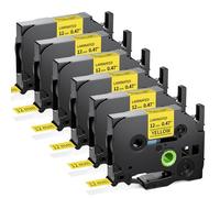 MarkField 6x TZe-631 Giallo Nastro per Etichette Compatibile con Brother P-touch TZe Tapes Cassetta per Brother P touch PT-1000 PT-1010 1090 1830VP 2030VP 2100VP, 12mm x 8m, Nero su giallo