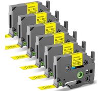 MarkField 6xTZe-631 Giallo Nastro Compatibile con Brother P-touch Etichette | TZ TZe-631 Cassetta 12mm x 8m Nastro, Compatibile con PT-H105 H100R H75 H100LB H101C 1000 1005 D200 E110 D400, nero su giallo