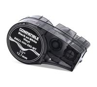 MarkField Compatibile con Vinile M21-500-595-WT Etichettes Tutto il Tempo | Nero su Bianco Nastro per Etichettatrice, 12.7mm x 6.4m, confezione da 1